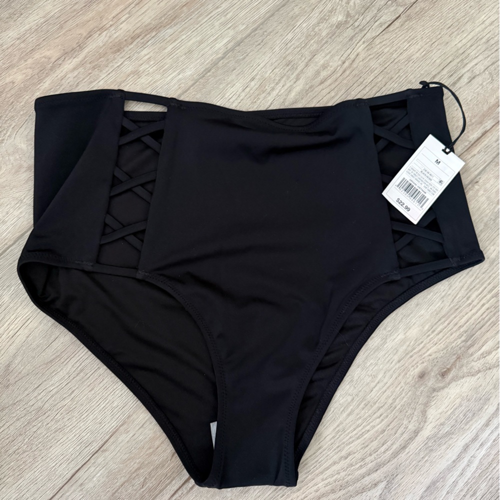 Black High-Waisted Bikini Bottom - Target Shade and Shore